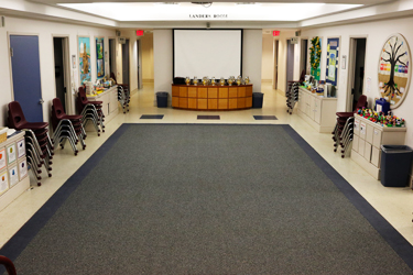 The Landers Room showing large open area and projection screen
